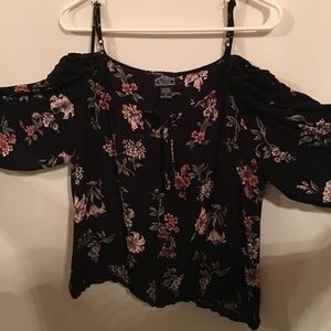 Black floral half sleeve shirt